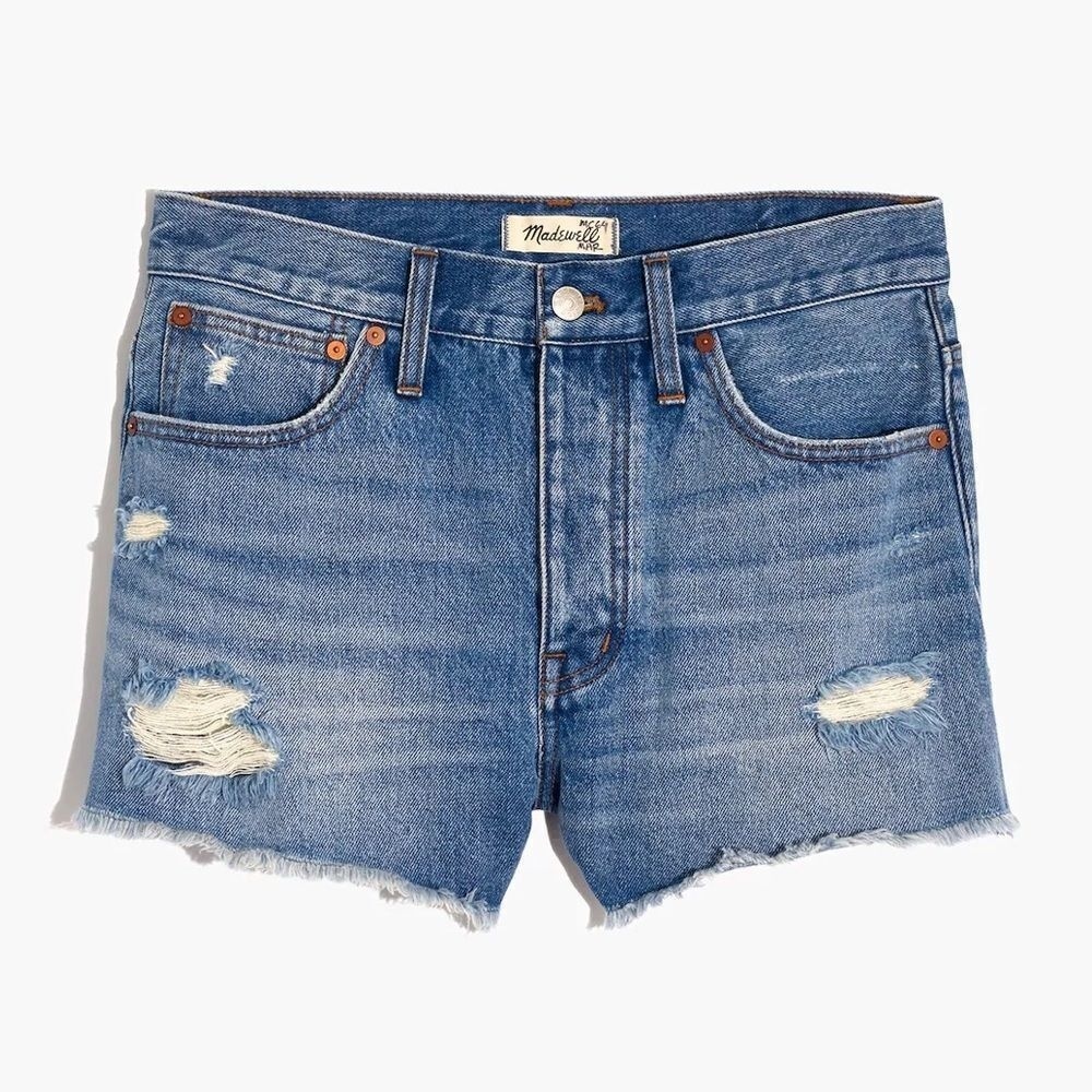 Nwt Madewell Relaxed Denim Shorts Homecrest Wash Distressed 25